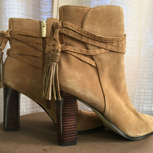 Suede Block-heel Booties